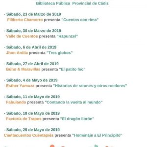 Sabados de cuenta biblioteca provincial Cadiz Abril Mayo 2019